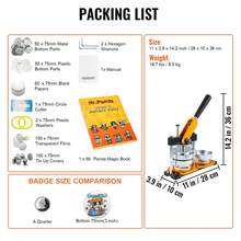 Button Making Machine Kit, Badge Punch Press, 75mm Pin Maker, Button Making Supplies With 500 Button Pieces, Circle Cutter, And Magic Book - Black - View 11