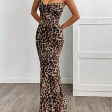 xuehuamaoyi02   Vestido informal de verano con estampado de leopardo en tono tostado para mujer - Multicolor - Ver 5
