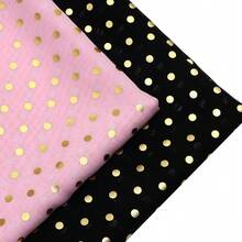 1pc Golden Foil Polka Dot Print Premium Chiffon Fabric - 59x19.68 Inch Pre-Cut 100% Polyester, Vibrant Color For DIY Sewing, Bags, Party Decor, Gift Wrapping, Cushions & Furniture Covers, Decorative Textiles | Elegant Textile | Polyester Fabric - Default - View 1