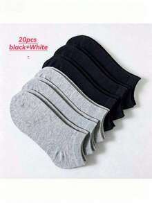 10/20 Pairs Unisex Boat Socks, Solid Color, Odor-Resistant, Summer Short Socks, Casual Low-Cut Socks, Gift Socks, Autumn/Winter/Spring/Summer Styles (20/12/10/6 Pcs) - Multicolor - View 10