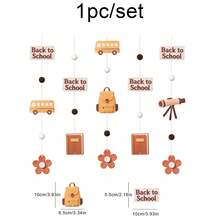 WELCOME BACK Back To School Season Party Decoration Backdrop Wall Hanging Holiday Backpack Pencil School Bus Pom Pom Ornament - Multicolor - View 9