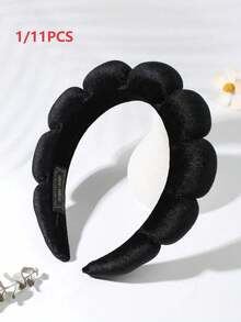 1/11pcs High Quality Velvet Cloud Shaped Headband For Washing, SPA And Skincare - Black - View 1