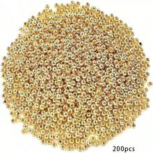 1100pcs/200pcs Perles en vrac Perles rondes lisses dorées, 3/4/6/8mm, Perles d'espacement dorées Perles en vrac Ensemble, Convient pour les bracelets DIY, les colliers, la fabrication artisanale - Multicolore - Voir 12