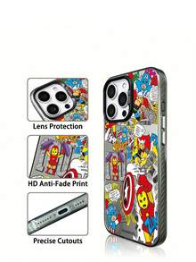 Marvel Spider Man Iron Man Cartoon Men's Phone Case, Compatible IPhone 17 Pro Max/17 Pro/Air/16 Pro Max/15 Plus/14/13/IP 17/15Pro/12 Pro/11/16 Plus,XR Apple Anti Fall And Anti Scratch Protective Case, - Translucent Black 1 - View 3