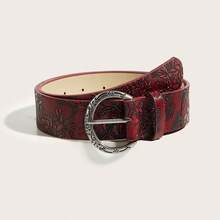 1pc Women's Vintage D-Buckle Belt, Suitable For Matching Dresses And Coats - Burgundy - View 5