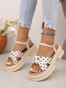 2026 Summer New Fashion Thick Platform Wedge Sandals For Women, One-Strap Buckle Beige Height-Increasing Slimming Classic Versatile Open-Toe Beach Shoes - Beige - View 7