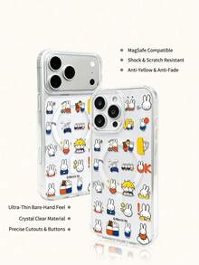 Miniso Miffy 透明膠帶無線磁吸充電手機殼 節日禮物 防滑防摔防指紋 適用於 iPhone 17 17Air 17pro 17promax 11 12 13 14 15 16pro 16promax 14Plus 15Plus 16Plus 16pro 16promox XR - 透明1 - 查看 4