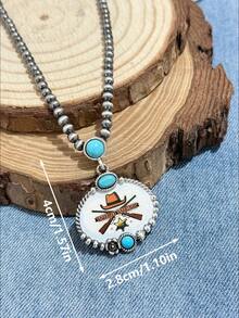Women's Vintage Western Country Style Multi-Pattern Printed Necklace (4MM Pearl, 16 Inch Length). Suitable For Daily Wear, Dates, And Theme Parties, You'll Get Lots Of Compliments From Friends When Wearing It - Multicolor - View 19