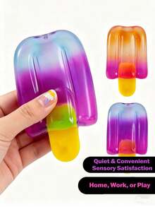 1pc Soft Cute Ice Cream Shaped Squeeze Massage Toy, Gradient Transparent Ice Cream Appearance, Cute Summer Dessert, Transparent Jelly Texture Squeeze Squishy, Graduation Party Beach Party Gift, Soft Squishy, Soft Squeeze Toy, Great Desk Decor, Suitable For Games And Party Favors, Also As A Gift Or Party Favor - Multiple Styles - View 5