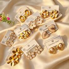 10 Pieces / Cool And Unique Stainless Steel Earrings / Suitable For Ladies' Daily Cool And Bold Outfits / Random Shipment - Multicolor - View 5