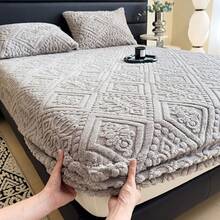 European Embossed Super Soft Bed Sheet/Blanket- Four Season Universal Warm Mattress Protective Cover, Soft Machine Washed Bedding, Deep Pocket Design, Suitable For Multiple Specifications Twin, Queen, King, Full.(NO Pillowcase) Gifts For Parents - [white] - View 6
