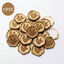 10pcs 3cm Rosemary 2026 Newest Hot-Selling High-Definition 3D Embossed Bronze Wax Seal Stamp Head, Vintage Academic Style Matte Gold Round Face, Wedding Embossing Detail, Compatible With Wax Beads And Wax Melting Furnace, Graduation Season, Promotion Banquet, Teacher Appreciation Banquet, Graduation Commemorative Envelope, Scrapbook DIY Sealing Wax Stamp - Rosemary - View 7