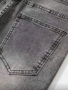 Men's Slim Fit Stretch Distressed Washed Casual Jeans - Grey - View 5