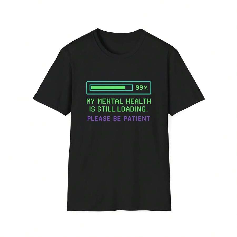 Camiseta Retro de carga de salud Mental, divertida camiseta de barra de progreso de 8 bits, estilo Vintage de jugador, gráfico de píxeles de neón, Shir Unisex - Multicolor - Ver 1
