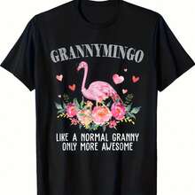 Camiseta de talla grande, divertida para abuela, con estampado de flamenco y corazones, estilo retro vintage, suave, de 220 g/m², para mujer y hombre. Regalo divertido para abuela en cumplea - negro - Ver 2