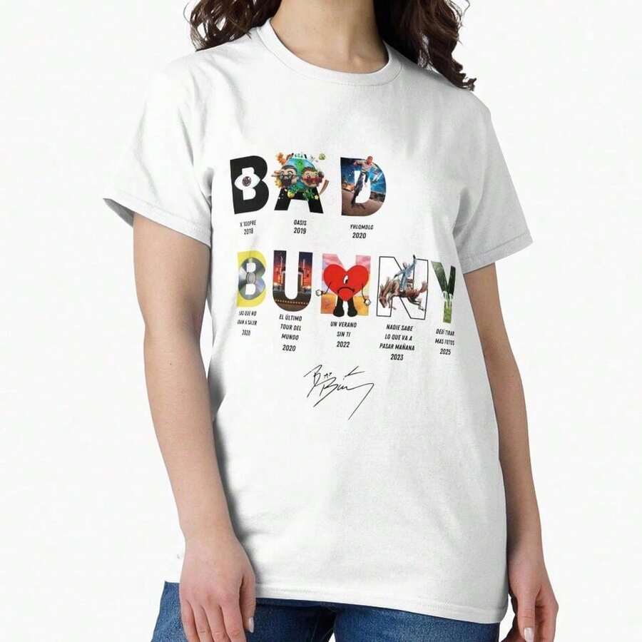 Camiseta Unisex Negra Casual 100% Algodón Estampada de Manga Corta (Corte Regular) (112) - Blanco 21 - Ver 1