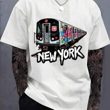 Camiseta gráfica divertida para hombre, camiseta de algodón con cuello redondo y manga corta, camisetas informales Unisex, camisetas Harajuku de gran tamaño, ropa de calle - Multicolor - Ver 1