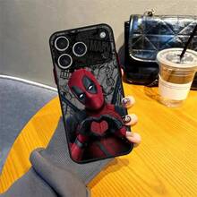 Funda Divertida de Marvel Deadpool para iPhone 11 XS 17 Air 15 Plus 14 13 Mini 16e 17 16 Pro Max 12, Cubierta Trasera para Teléfono - Negro - Ver 8