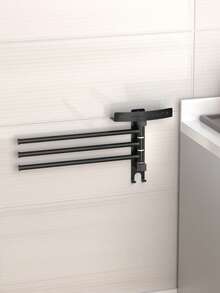 1 buah Rak Handuk Tanpa Bor, Rak Penyimpanan Toilet yang Dipasang di Dinding, Rak Handuk Kamar Mandi, Rak Penyimpanan Kamar Mandi, Cocok untuk Dapur, Kamar Mandi, Toilet, Dekorasi Kamar Mandi - Hitam - View 9