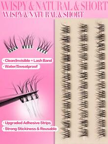 Waloshow Customized High-End Natural Long False Eyelashes, Soft C/D Curl Self-Adhesive Cluster Fluffy Eyelash Set, Eyelash Length 11-13mm, DIY Eyelash Extension, Lightweight And Fit, Glue-Free Eyelash Extension - C - View 5