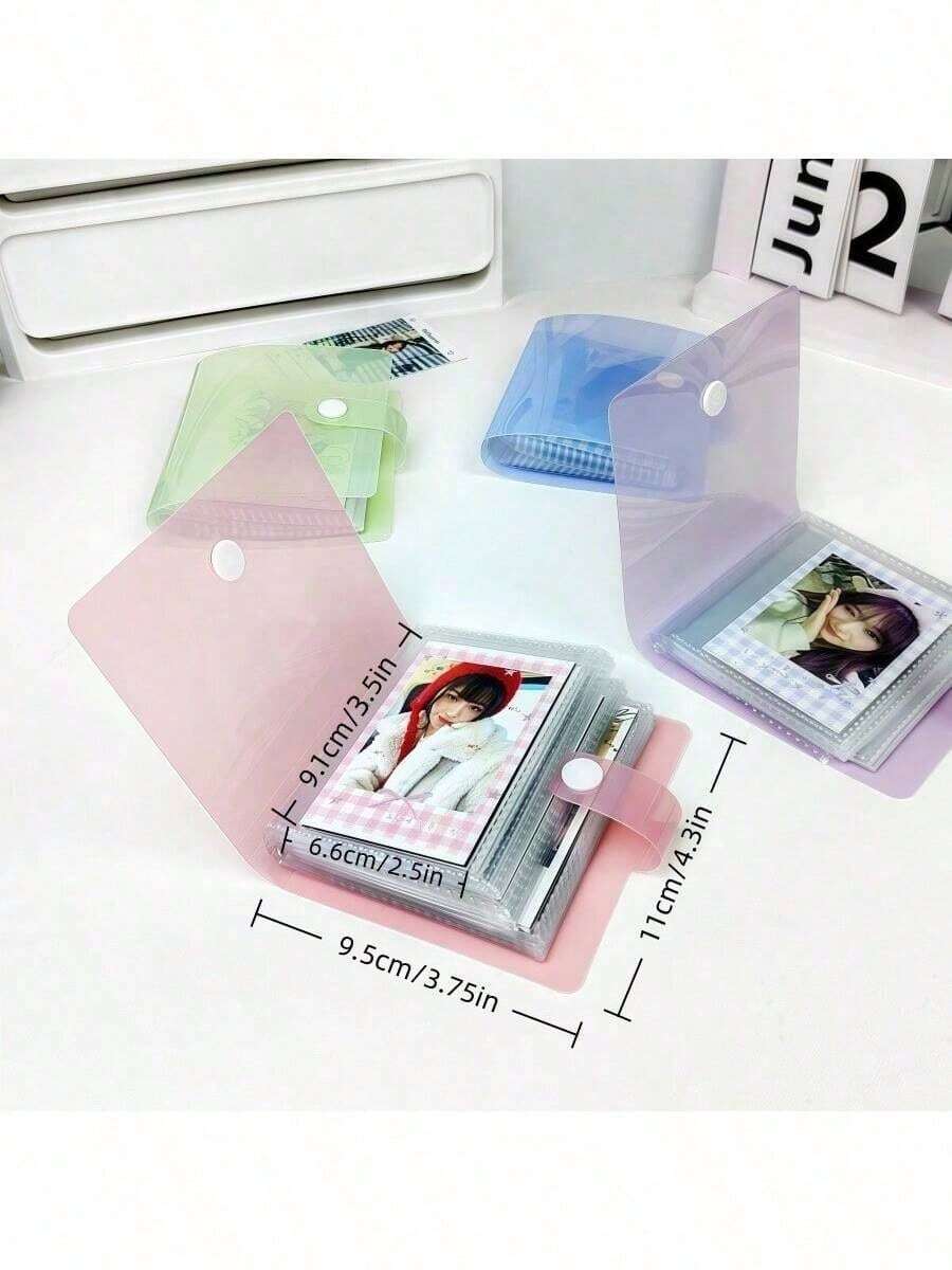 1pc 3.5-Inch Photo Album, Cute Light Color Transparent Photo Card Storage Book, Mini Sticker Book, DIY Guide, 60 Slots, PP Material, Suitable For Storing K-Pop Photo Cards, Photos, Board Game Cards, Etc. - one-size - View 1