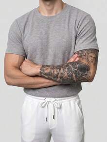 ZYNTH BALENO Men's Summer Fashion Slim Fit Short Sleeve T-Shirt, Suitable For Outdoor Sports And Gym Workouts - Light Grey - View 6