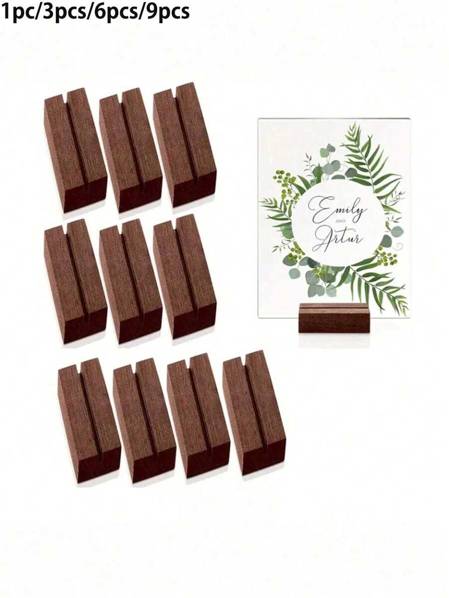 1 pieza, 3 piezas, 6 piezas, 9 piezas, Juego de soportes de madera estilo Mori natural 6 piezas/1 pieza, color de madera natural, diseño de base cuadrada pequeña, detalles exquisitos sin rebabas, se puede usar como soporte para números de mesa, soporte para fotos, soporte para letreros de acrílico, adecuado para etiquetas de asientos de fiesta de Navidad, decoración del hogar de Año Nuevo, arreglo de ceremonia de fiesta de cumpleaños, herramienta de decoración multi-escenario - Multicolor - Ver 1