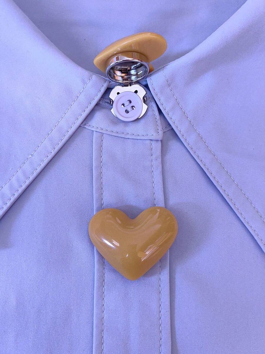 1PC/2PCS Penutup Kancing Hati Elegan, Penutup Kancing Kemeja Jepit, Penutup Kancing Kristal Modis - Kuning - View 1