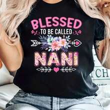 Camiseta de corte holgado para mujer de Wo's con estampado floral de la marca NANI - Camiseta de manga corta con cuello redondo y corte holgado, elasticidad media, adecuada para uso casual, - negro - Ver 2