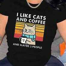 Camiseta Casual de Manga Corta para Mujeres 1 Pieza 100% Algodón Pesado - Cuello Redondo Cómodo, Camisetas Suaves y Adorables - negro - Ver 2