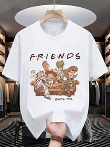 Disney Toy Story X Friends Tee, Couch Character Print, Retro Style, Unisex Fit, Perfect For Casual Streetwear. - White - View 3