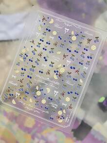 1件 3D 水鑽草莓與葡萄美甲貼紙，亮粉紫色水果自黏式美甲貼花，可愛寶石美甲裝飾 - 彩色 - 查看 2