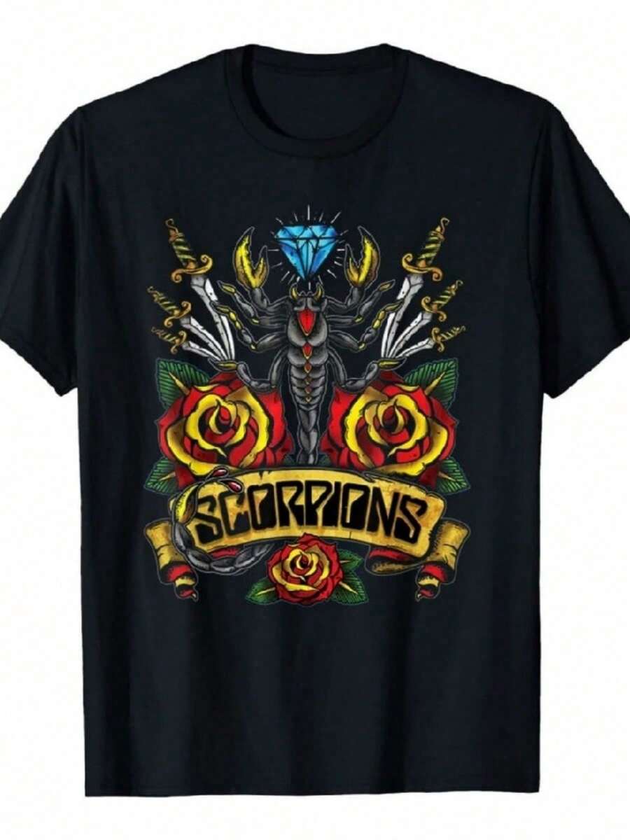 Official Scorpions T-Shirt With Traditional Tattoo Design - 黑色 - 查看 1