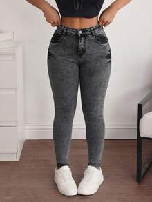 Women's Skinny Jeans With A Figure-Enhancing Design - 灰黑 - 查看 2
