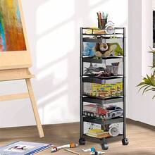 1pc 5-Layer Rotating Kitchen Storage Rack, No Installation Required, Floor-Standing Multi-Layer Storage Rack For Home Use, Suitable For Storing Fruits, Vegetables, Snacks, And Beverages. - Svart - Visa 9