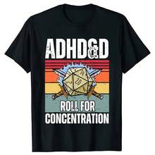 Summer T-Shirts, Urban Style, With Vintage Retro Dice Design For Concentration, Fun For Gamers, DM, RPG, Dragons, Asian Sizes S-5XL - Multicolor - View 1