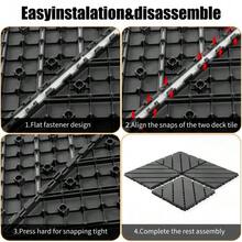 Plastic Patio Tiles With Click System, Pack Of 44, 30 X 30 Cm, Square, Waterproof, For Outdoor Use, Weatherproof, For Patio, Balcony, Garden And Pool Area, Dark Grey - Dark Gray - View 4