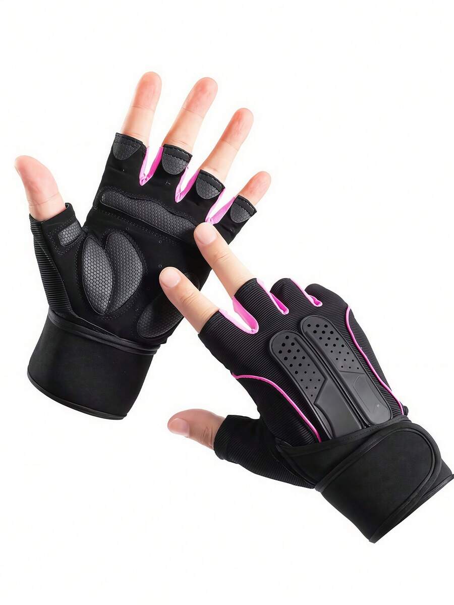Anti-Slip Half-Finger Fitness Gloves With Padding And Mesh Design, Adjustable Breathable Sports Gloves, Unisex, Suitable For Work, Cycling, Gym, Boxing, Motorcycle Gear, Hiking, Camping, Travel Essential Accessory