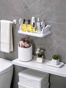 White Swan Wall-Mounted Bathroom Storage Rack, Bathroom Shampoo And Cosmetic Storage Rack, Bathroom Shelf, Bathroom Hanging Rack, Cosmetic Storage Rack, Bathroom Organizer, Shampoo Gel Storage Rack, Bathroom Accessories. - Multicolor - View 9