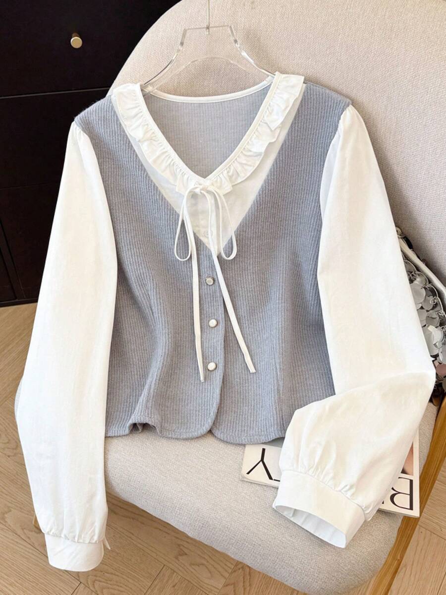 Women Blouses & Shirts - Màu Xám nhạt - Xem 1