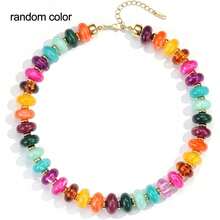 Collar de cuentas gruesas para mujer, collar gargantilla de cuentas de colores, collar de cuentas grandes de moda, joyería de estilo bohemio, adecuado para playa de verano, uso diario y regalo - Collar de cuentas redondas - Colorido - Ver 11