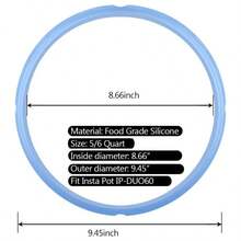 Anillo de sellado de silicona para olla instantnea de 6 cuartos de galn, junta de repuesto Insta Pot Seals de 6 cuartos de galn Instapot Anillo de sellado para 6/5 cuartos de galn, silicona de - azul y black y transparente + 5,67L - Ver 7