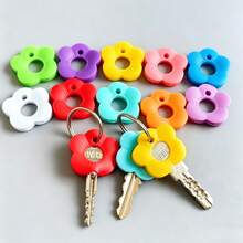 10/8pcs Random Color Multicolor Flower Key Covers Set With Labeled Keycaps - Durable Fits Most Keys, Soft Touch Key Cover With Identification Label Color-Coded Key Protectors For Home/Office Keys, Easy Install Keychain Organizers - Ideal Party Gift - Multicolor - View 2