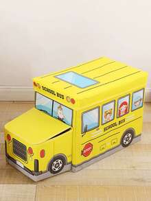 1 Set Children's Car-Shaped Storage Stool, Foldable Multifunctional Cartoon Car Storage Box, Cartoon Heart Multifunctional Stool - Multicolor - View 11