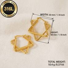 High-Quality Golden Anti-Fade Stainless Steel Dangling Earrings,Hypoallergenic 316L Ear Post , Fashionable Designer Unique Shapes Jewelry Earrings - A - View 4