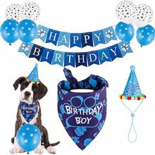 Set de Fiesta de Cumpleaños para Perros: Pañuelo, Falda, Sombrero, Pajarita, Globo.Productos y Suministros para Celebración del Nacimiento de Cachorros y Gatos. al por Mayor. - Conjunto rosa - Ver 6