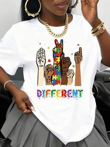 Camiseta de Concientización sobre la Unidad de las Manos Diferentes para Mujeres, Hombres y Unisex, Camiseta Blanca, Regalo para Niños y Familias Autistas, Ropa para Celebración del Día del - Blanco - Ver 1