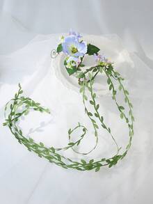 1pc Artificial Flower Arm Corsage, Long Draping Floral Garland With Green Leaves, Suitable For Bridal Wedding Accessories And Photography - Multicolor - View 14