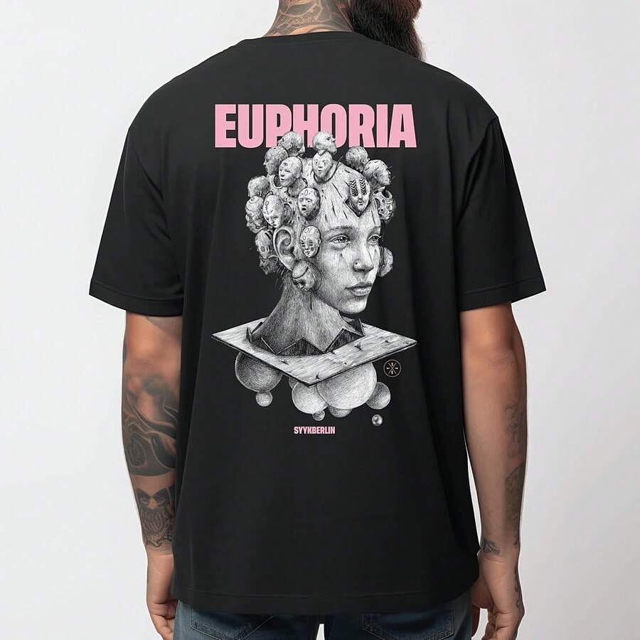 Camiseta Euphoria 3 con gráficos en la espalda para hombre, verano 2026, unisex, 100% algodón, transpirable, manga corta, holgada, estilo Y2K, de alta calidad - Multicolor - Ver 1