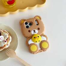 SANRIO Three-Dimensional Cute Rilakkuma Silicone Phone Case Suitable For 16 Pro Max, Apple 15, 14 Pro Max, New 15 Pro Max, Super Cute 13 Pro Cartoon For Women, 12 Soft Case, 11 For Couples, Funsummer Phone Case Cute Phone Cases Fundas - Off-white - View 3